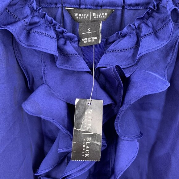 NWT WHBM Royal Blue Ruffle Front Sleeveless Blouse Tank Top Size Small - Picture 4 of 5